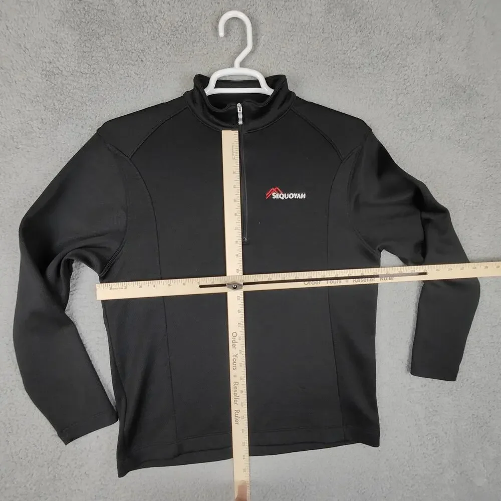 Nike Golf 1/4 Zip Pullover Mens Medium Black Embroidered Sequoyah Athletic EUC